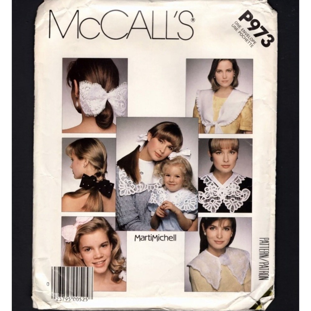 McCalls Sewing Pattern P973 Marti Michell Bows and Collars Uncut Vintage 1980s